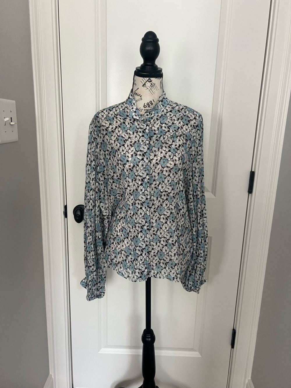 Fifteen Twenty Blue and White Floral Button-Up Blouse